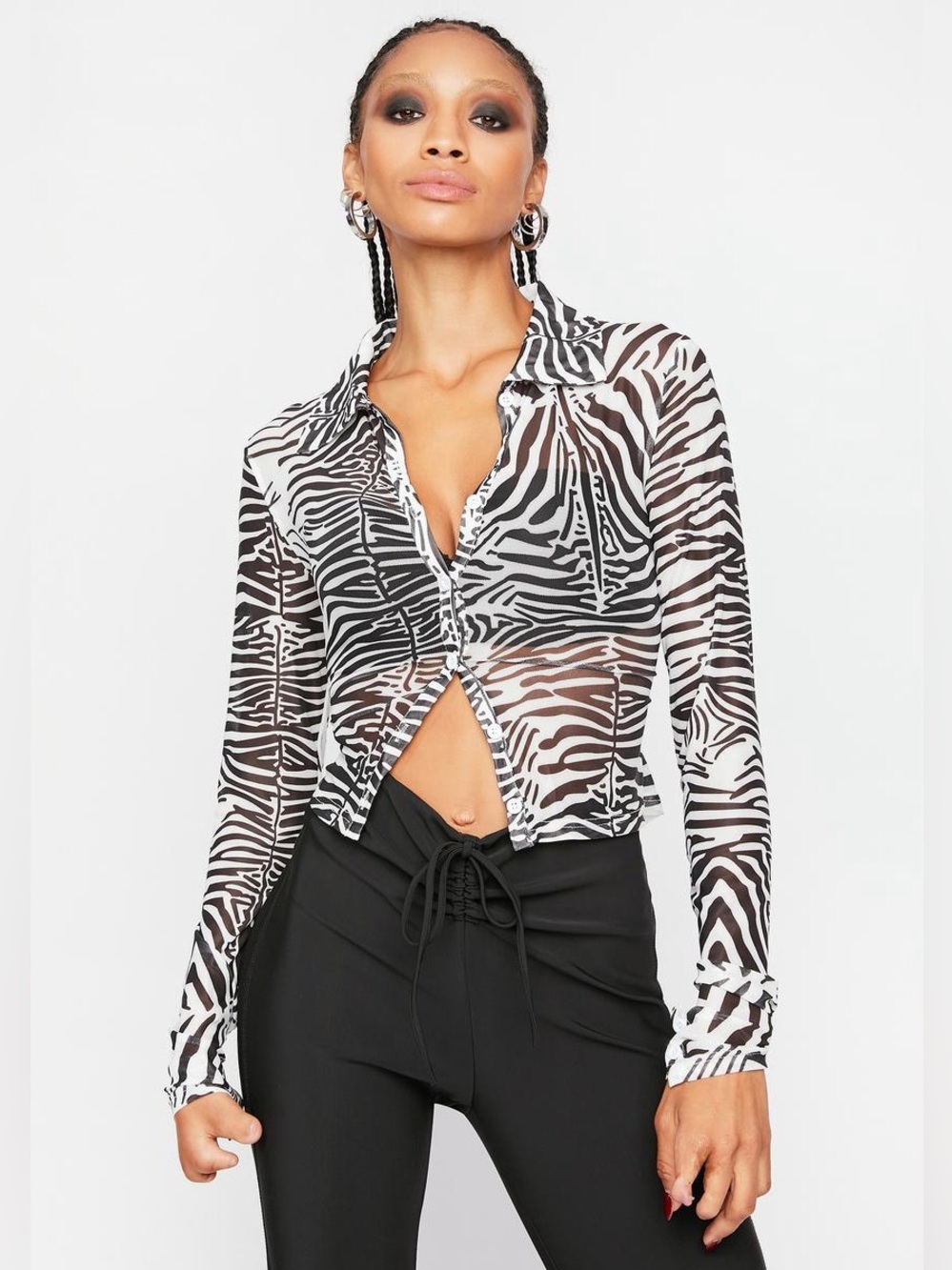 Lioness Collins Mesh Top Black and White Zebra Size Medium